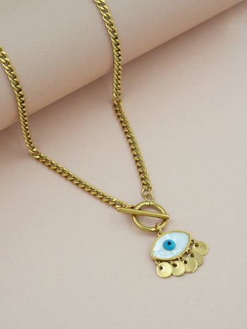 Artklim Golden Evil Eye Charm Necklace