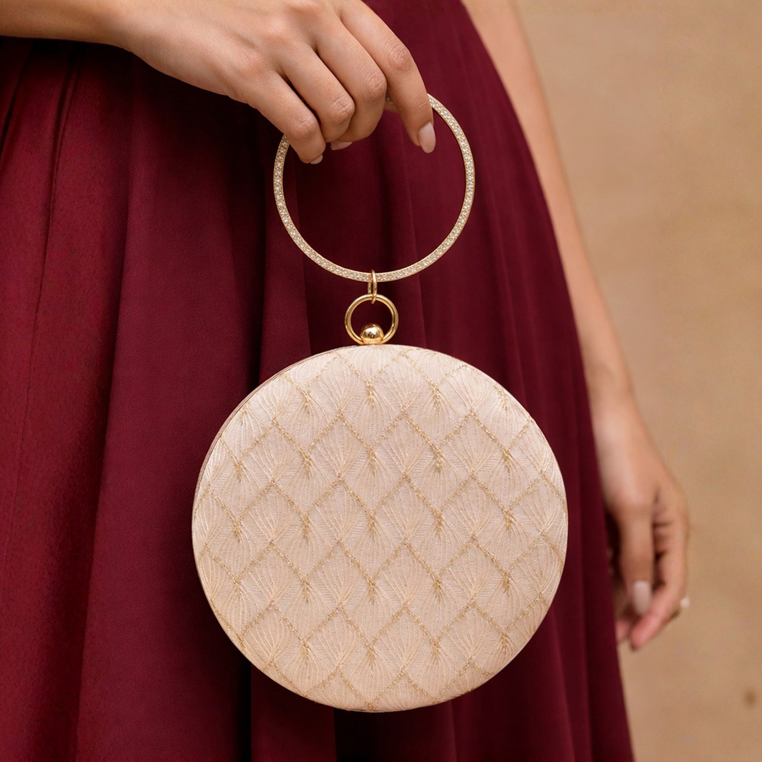 Artklim Ivory Based Minimal Embroidery Clutch