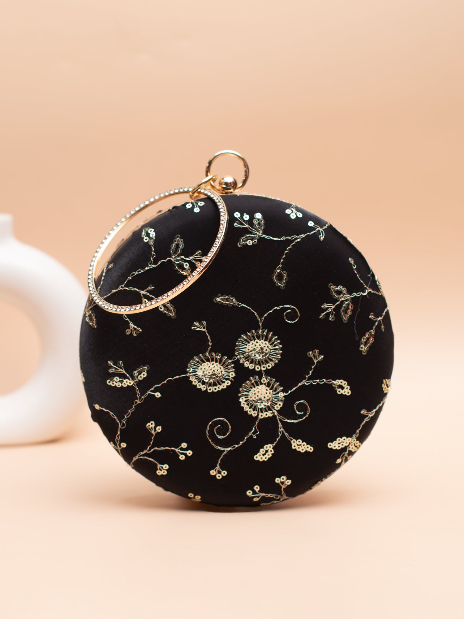 Artklim Black with Gold Floral Embroidery