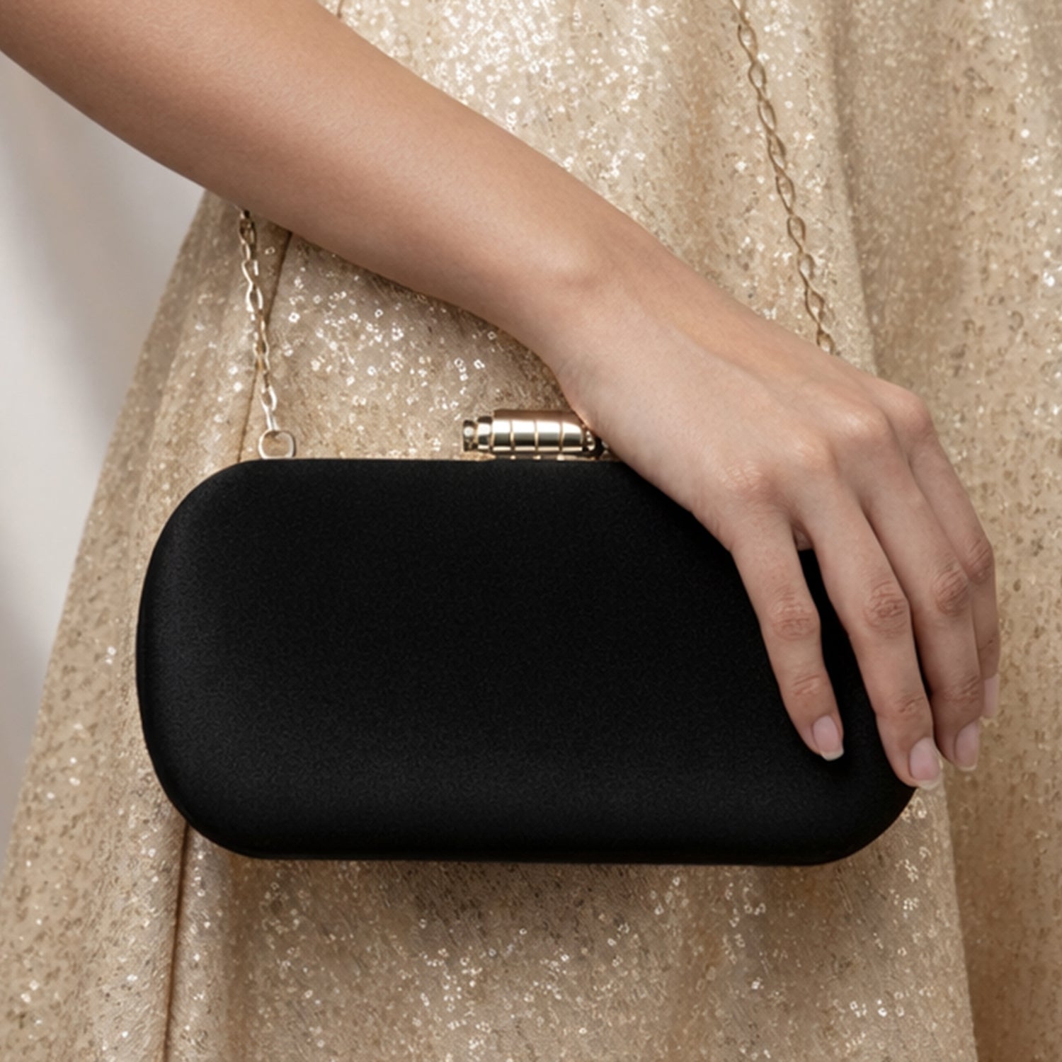 Artklim Black Base Plain Velvet Fabric Clutch