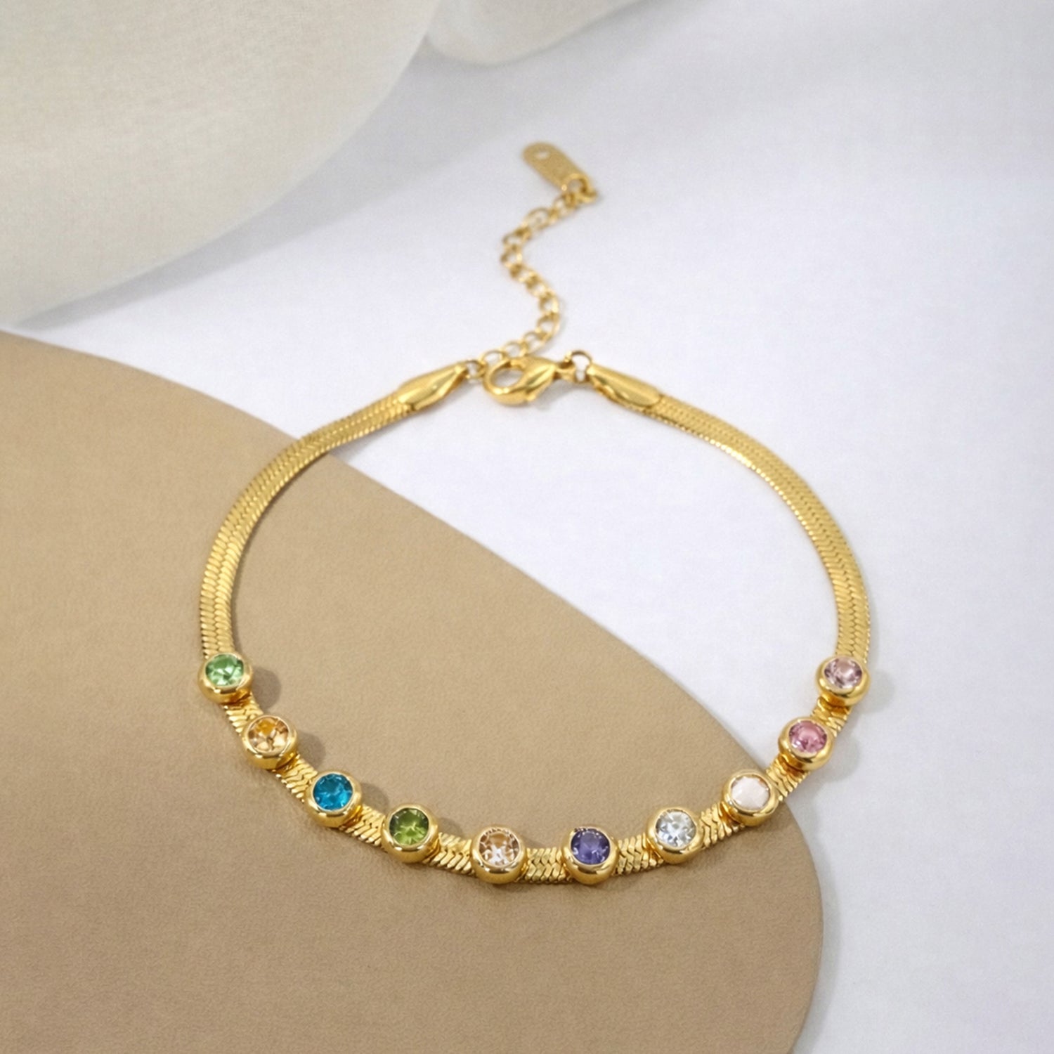 Artklim Gold Plated Multi-Colour Stone Adjustable Anti-Tarnish Bracelet