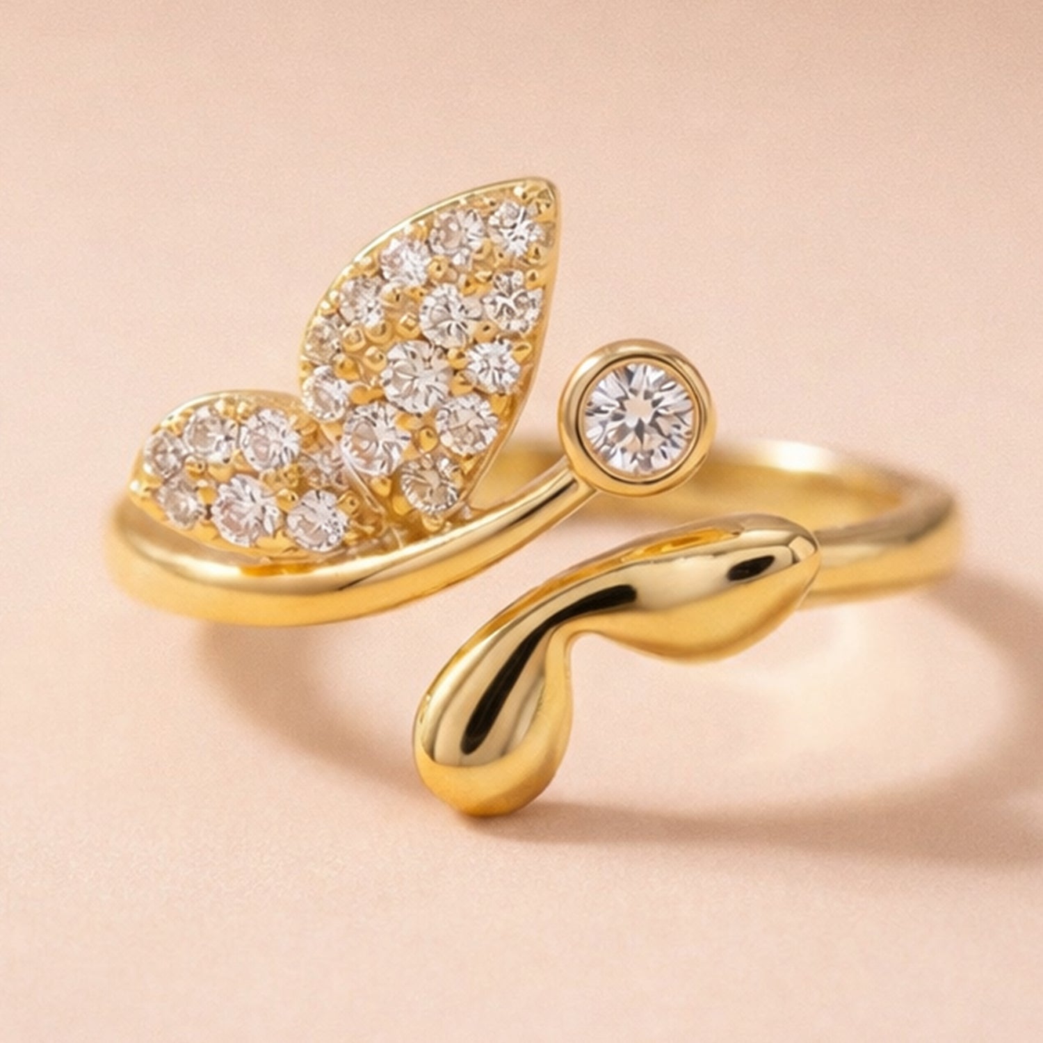 Artklim Gold-Plated Heart Bloom Design Anti-Tarnish Ring