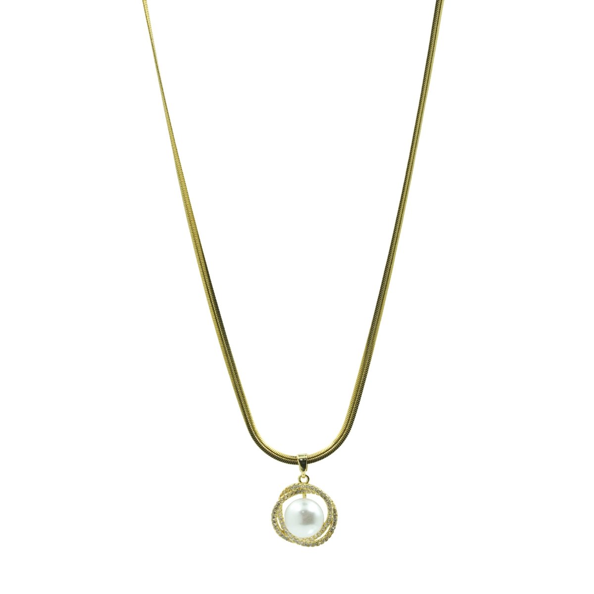 Artklim Gold Plated White Pearl Pendant Necklace