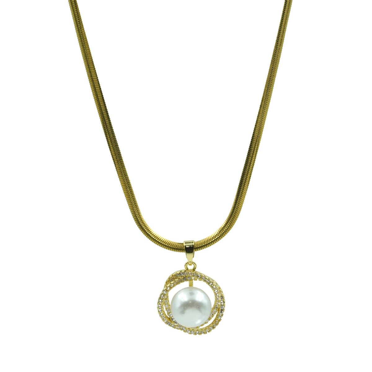 Artklim Gold Plated White Pearl Pendant Necklace