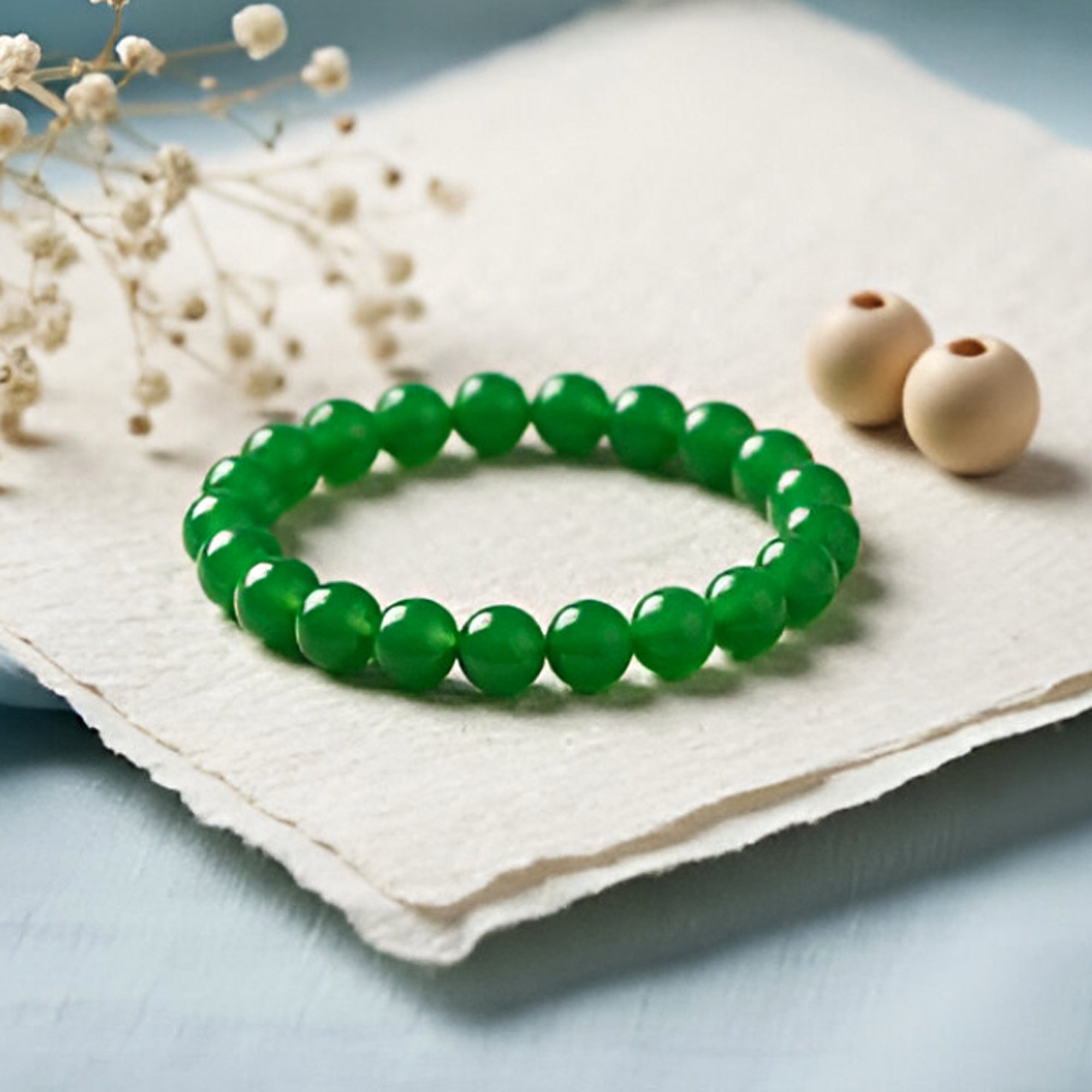 Natural Green Jade Gemstone Beaded Bracelets