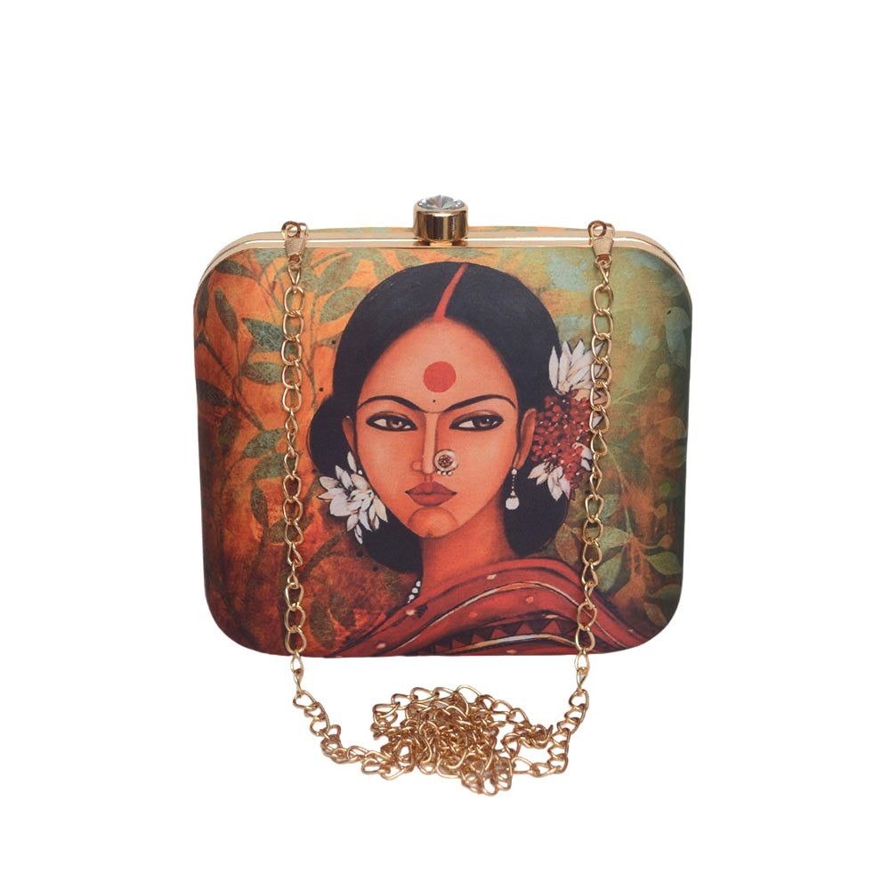 Indian Woman Printed Clutch