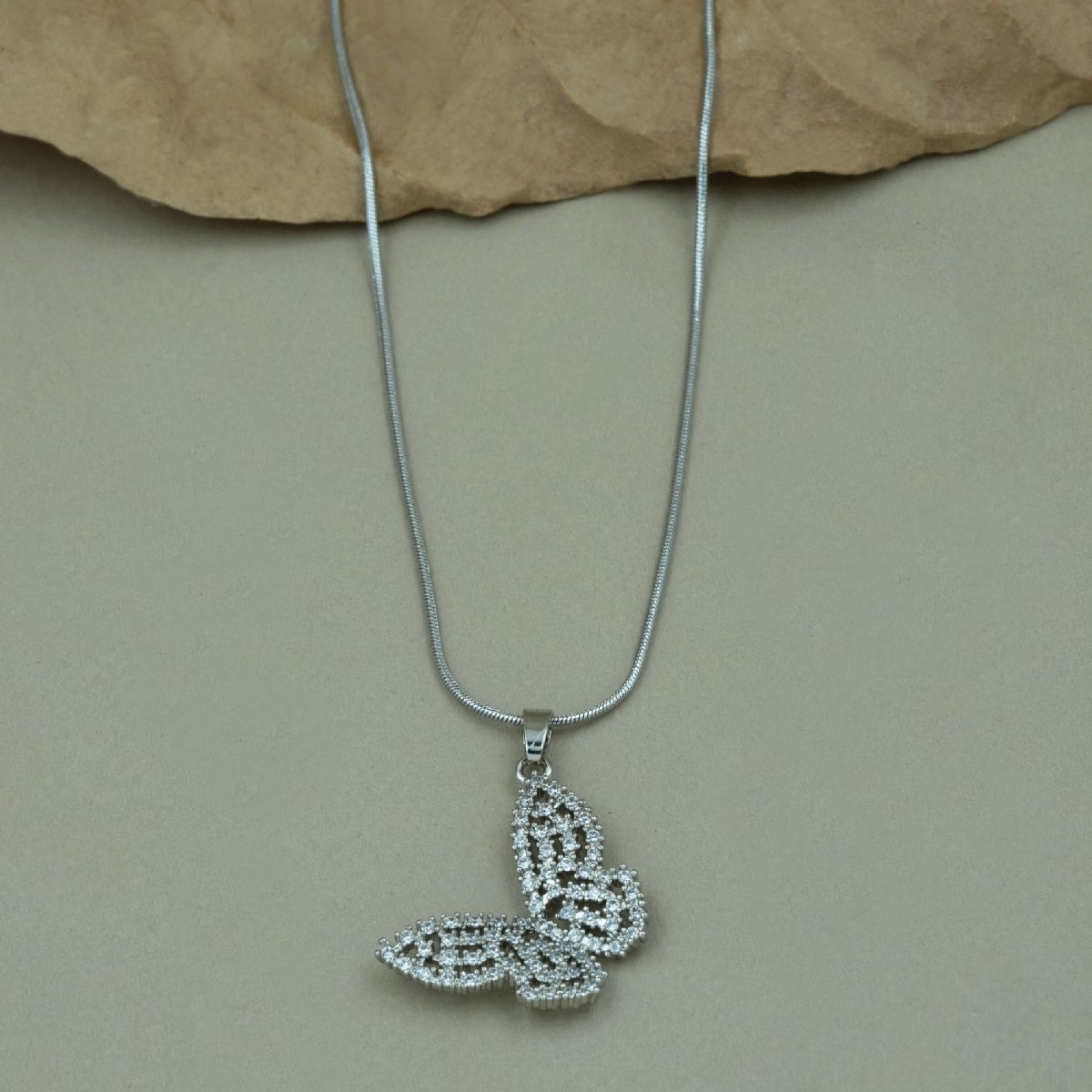 Artklim Silver Plated Butterfly Pendant Necklace