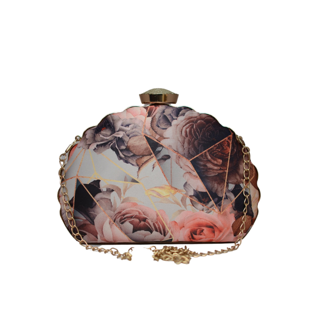 Artklim Rose Printed D-shape Clutch