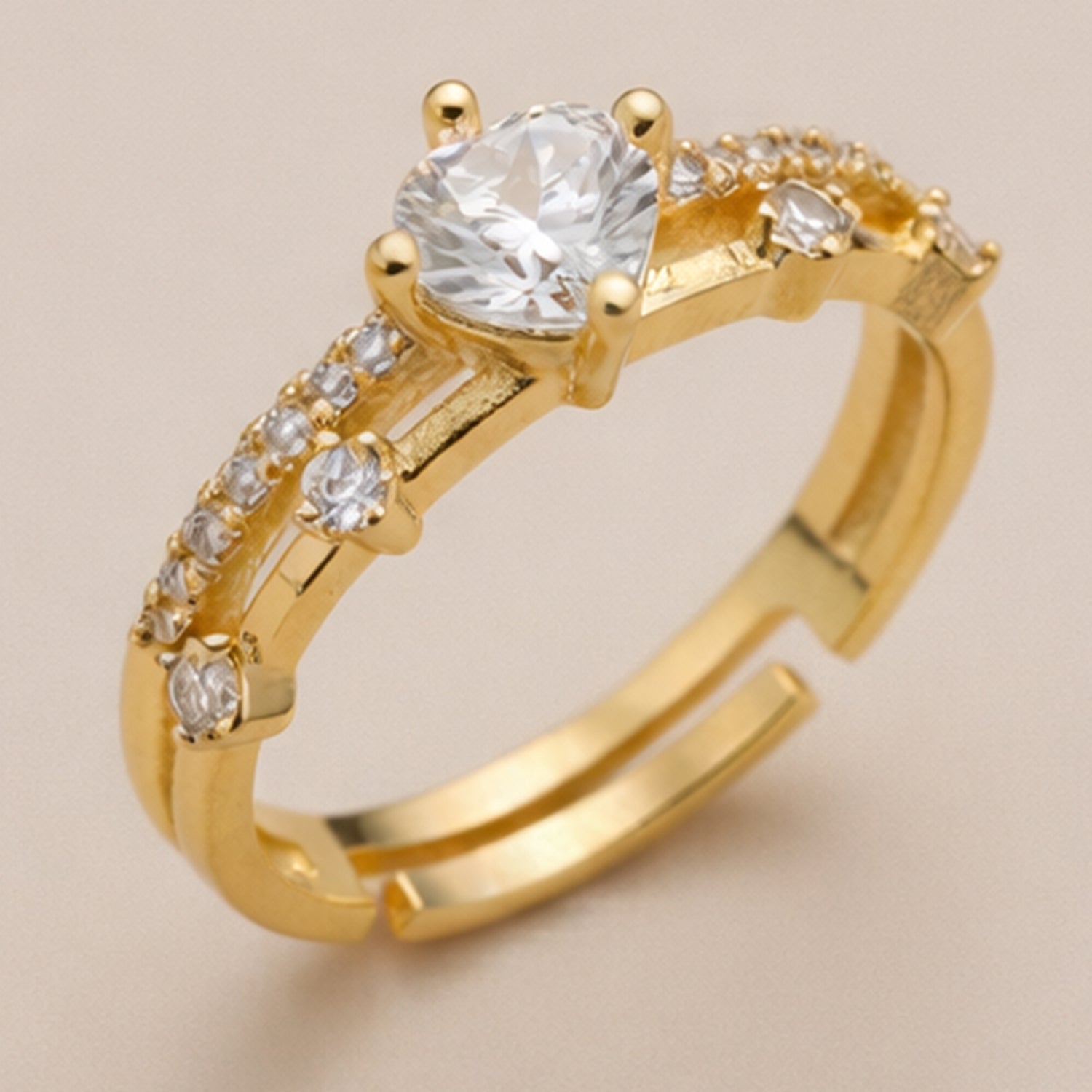 Artklim Gold-Plated Classic Crown Spark Anti-Tarnish Ring