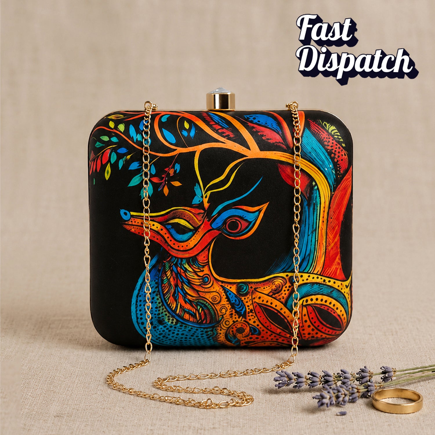 Artklim Colorbust Deer Elegance Printed Clutch