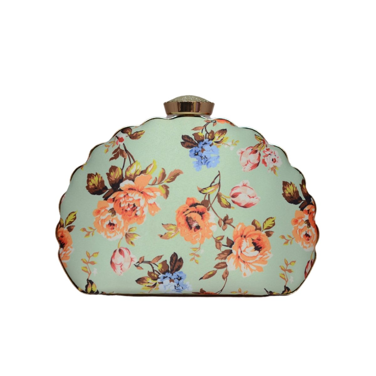 Artklim Blue Floral Printed D-shape Clutch