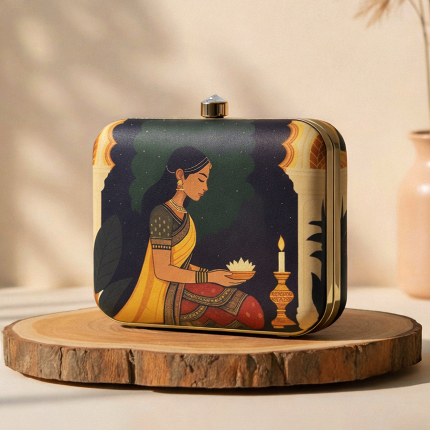 Artklim Traditional Mughal Motif Printed Clutch