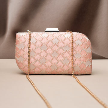 Artklim Blush Scallop Luxe Embroidered Clutch