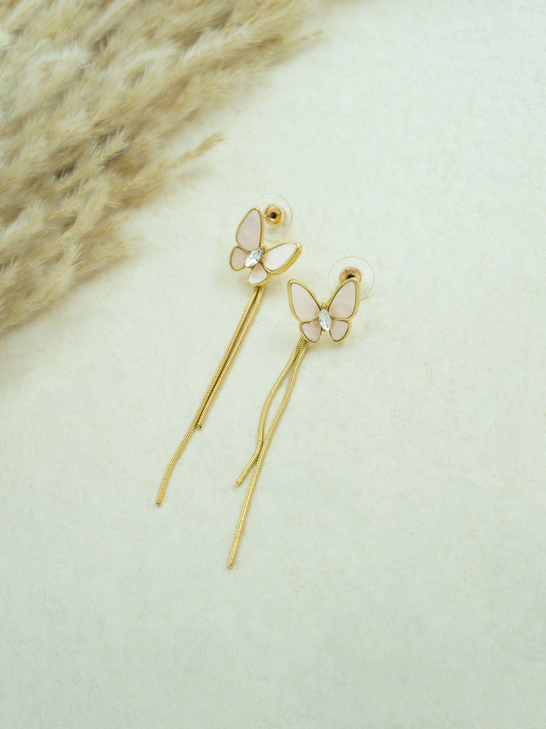 Artklim Butterfly Long Drop Anti Tarnish Earrings