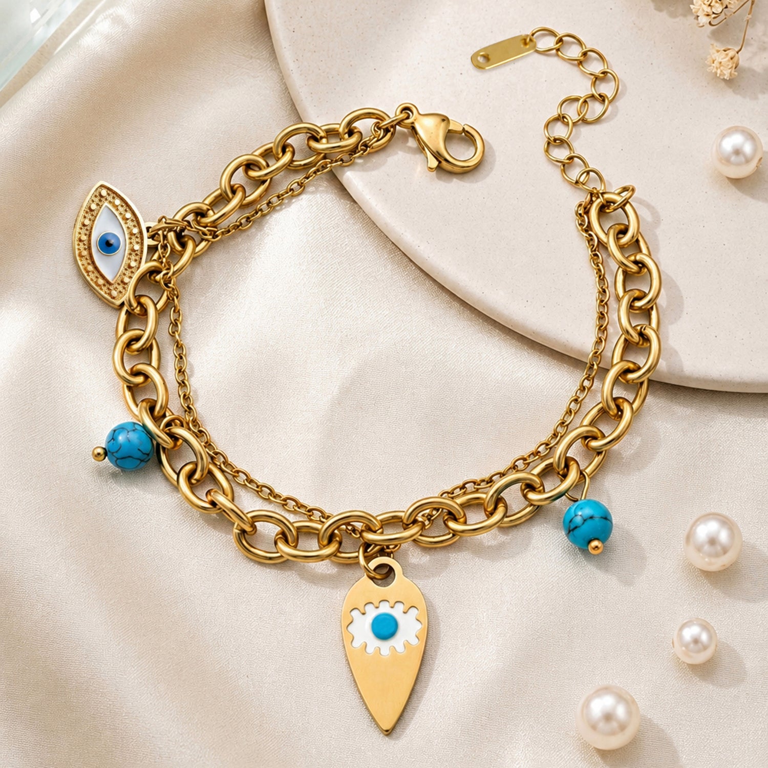Artklim Premium Evil Eye Protection Charm Anti-Tarnish Bracelet