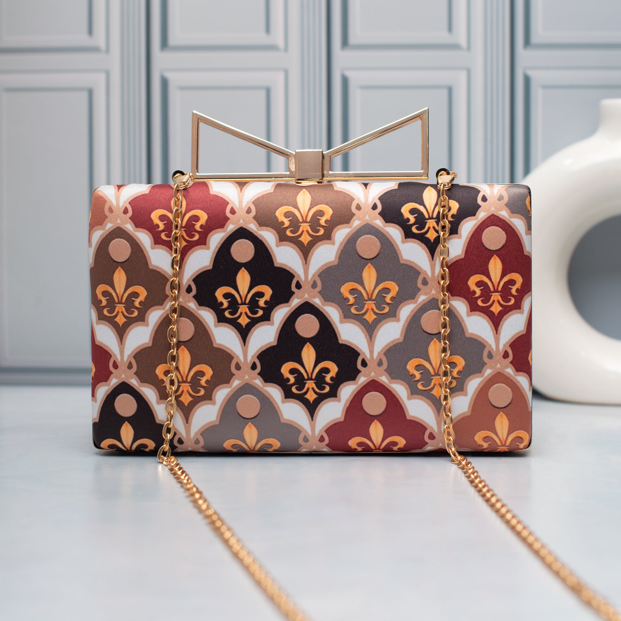 Artklim Imperial Fleur Motif Printed Clutch
