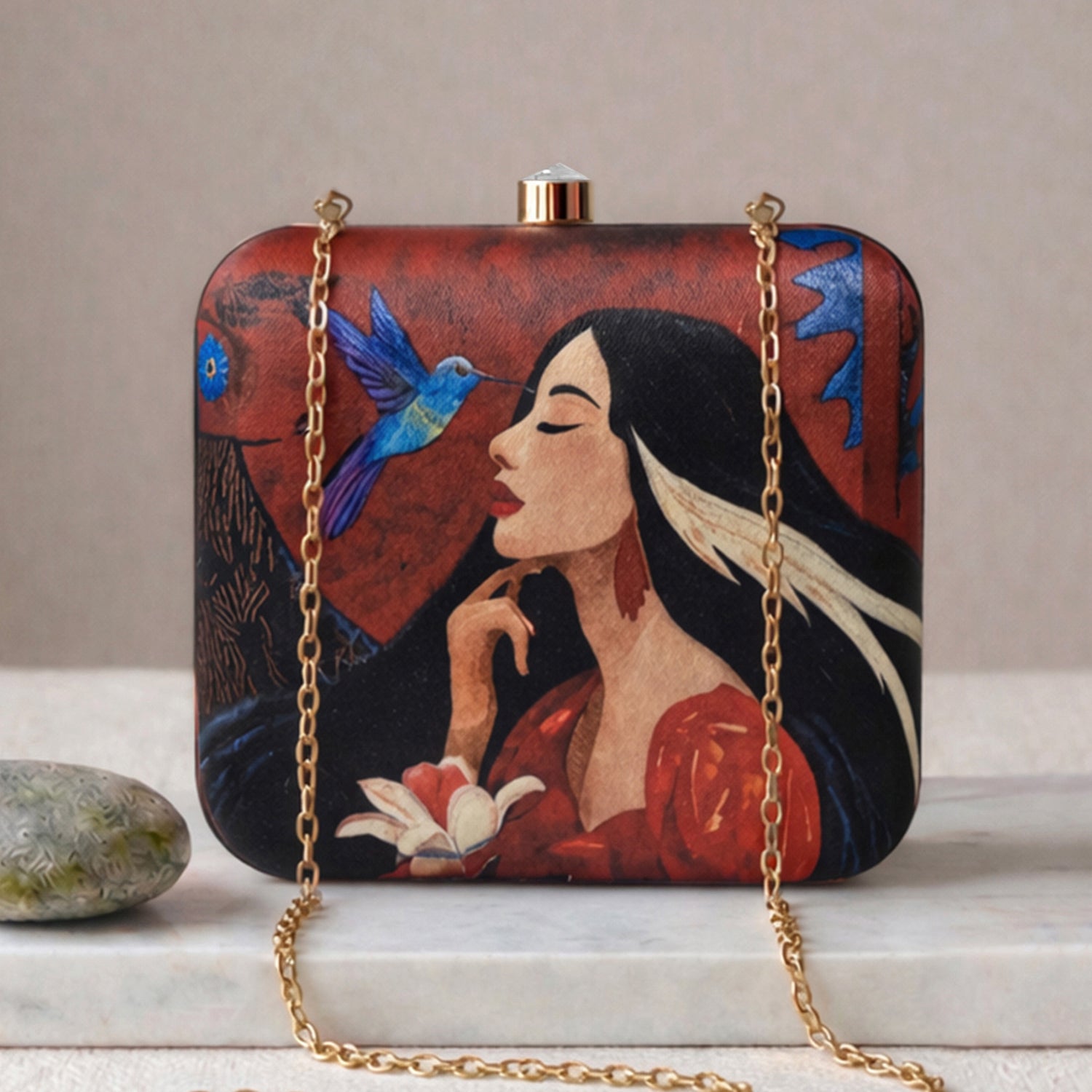Artklim The Hummingbird Dreamscape Printed Clutch
