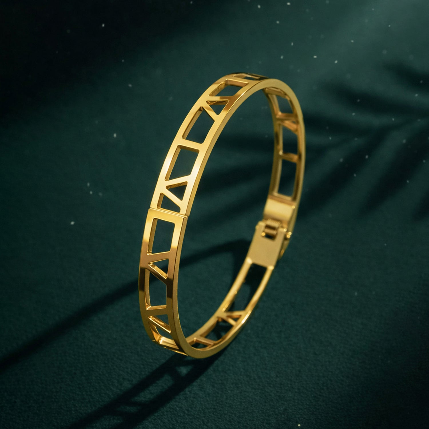 Artklim Gold Plated Roman Cut Anti-Tarnish Bangle Bracelet