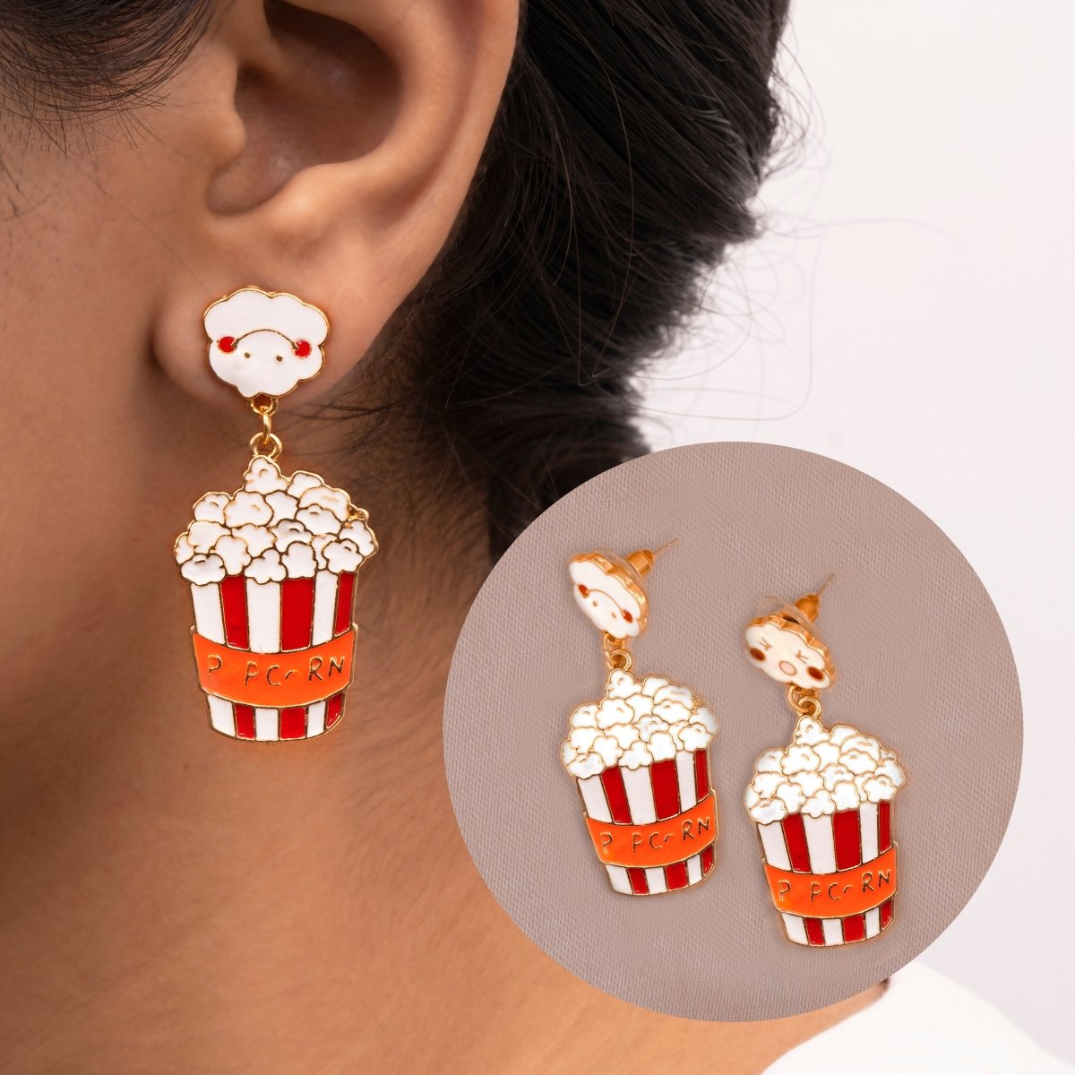 Artklim Quirky Popcorn Basket Drop Earrings