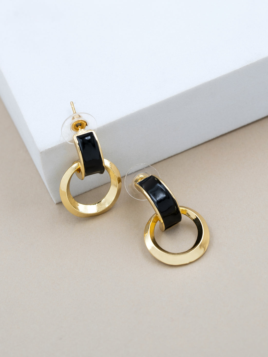 Artklim Black Loop Anti Tarnish Earrings