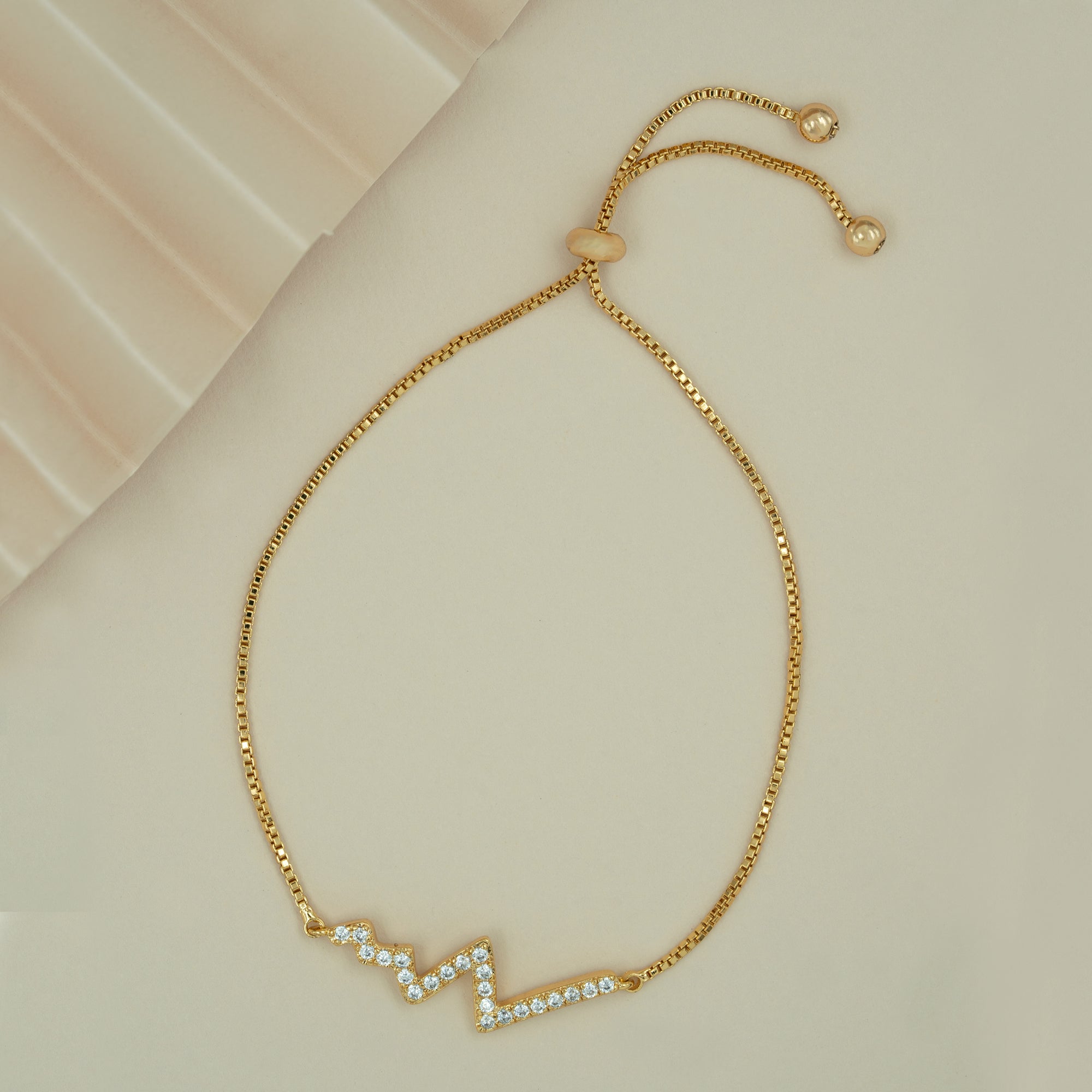 Artklim Gold Plated Zig Zag Design Slider Bracelet