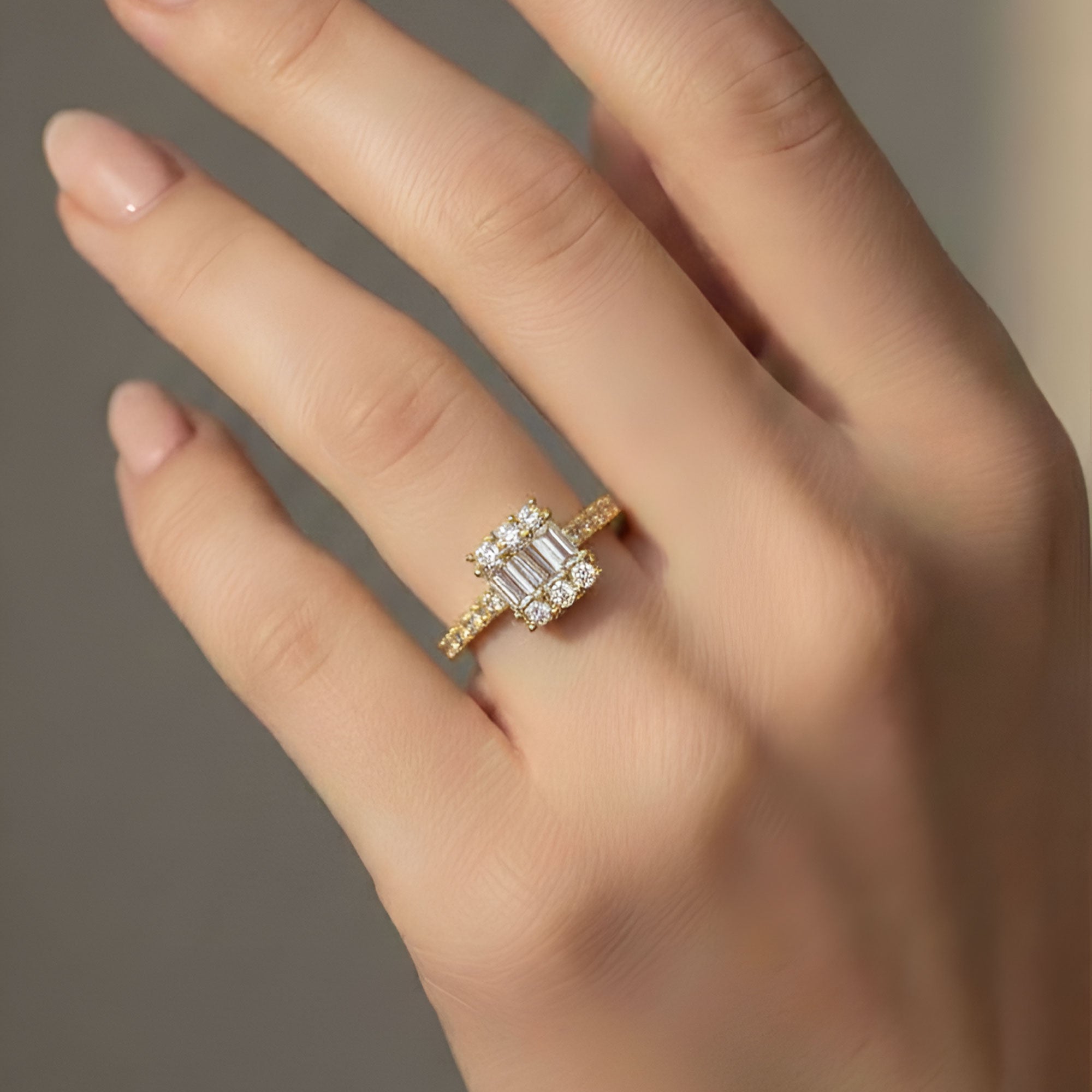 Artklim Gold-Plated Multi-Stone Design Anti-Tarnish Ring