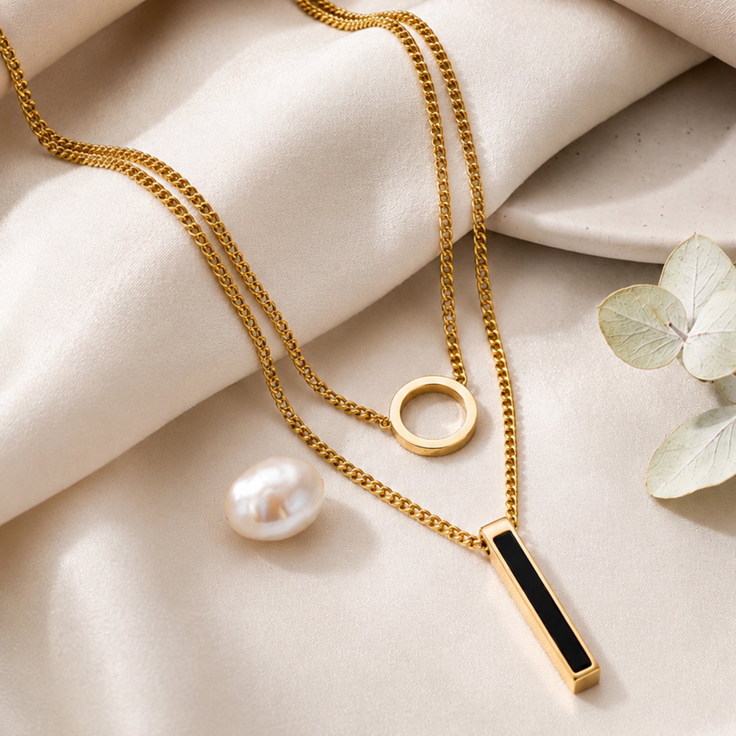 Artklim Golden Elegance Double Layer  Anti-tarnish Necklace