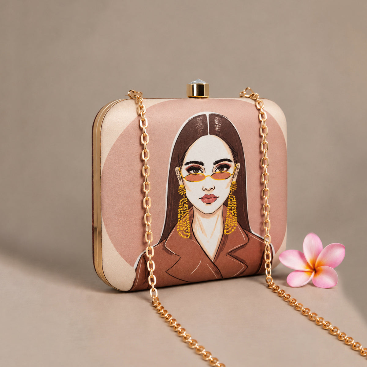 Artklim Elegant Woman Portrait Printed Clutch