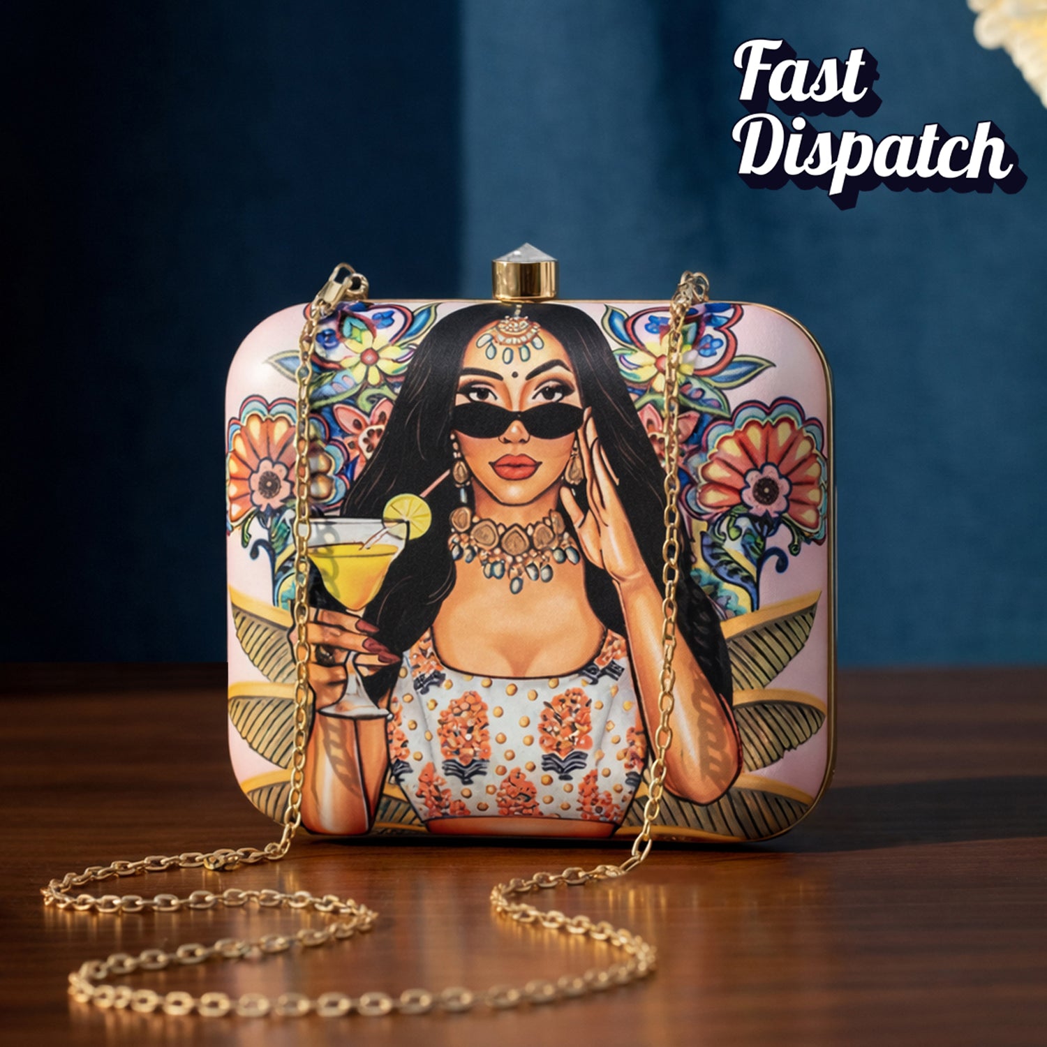 Artklim Glam Girl Printed Clutch
