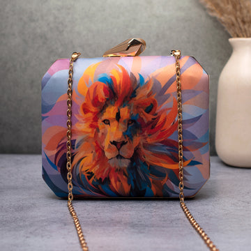 Artklim Colourful Lion Printed Clutch