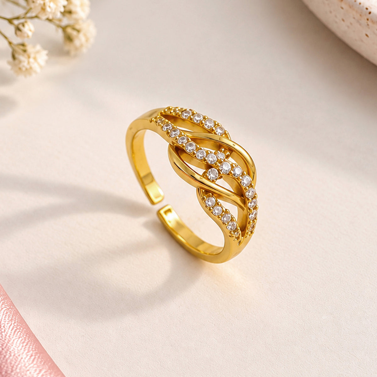 Artklim Chic Twisted Gold-Tone Anti-Tarnish Ring