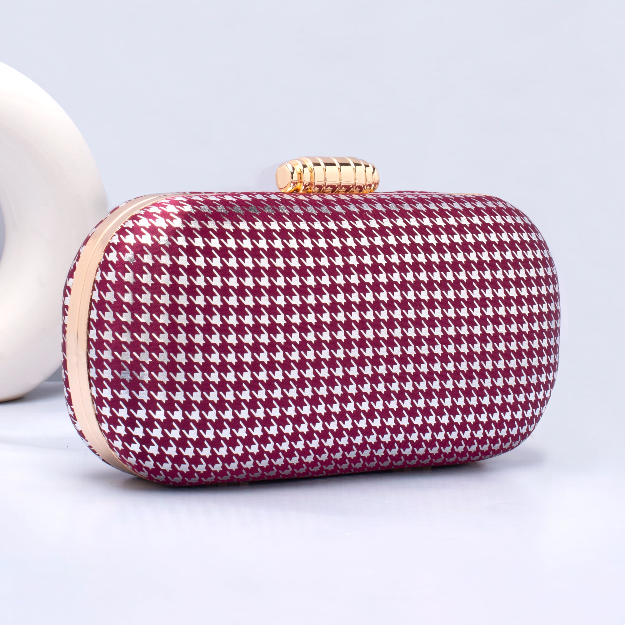 Artklim Purple And Silver Shiny Fabric Capsule Clutch