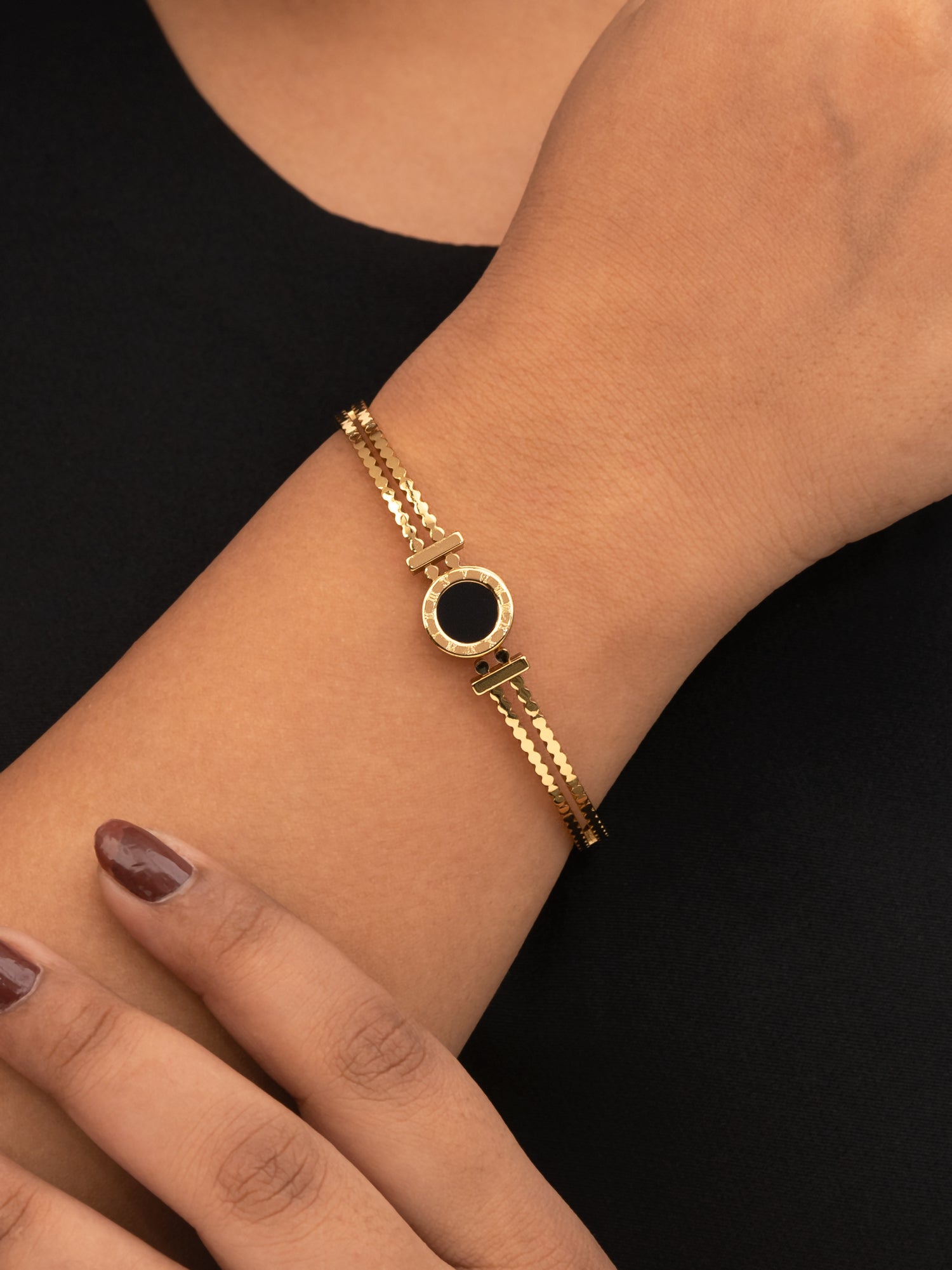 Artklim Gold Plated Anti Tarnish Black Aura Bracelet