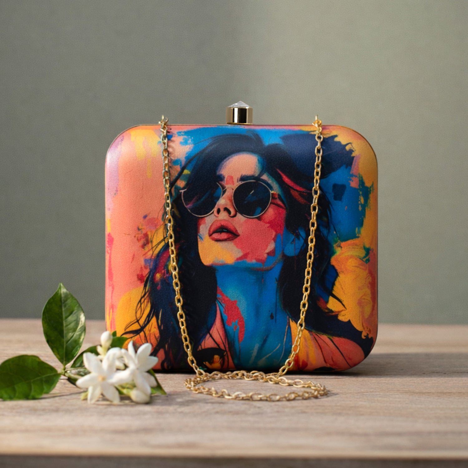 Multicolour Woman Portrait Clutch