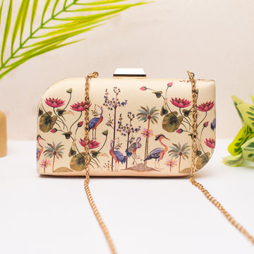 Artklim Lotus Garden Royale Printed Clutch
