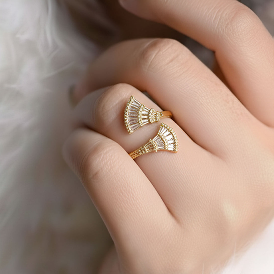 Artklim Gold-Plated Fan Spark Design Anti-Tarnish Ring