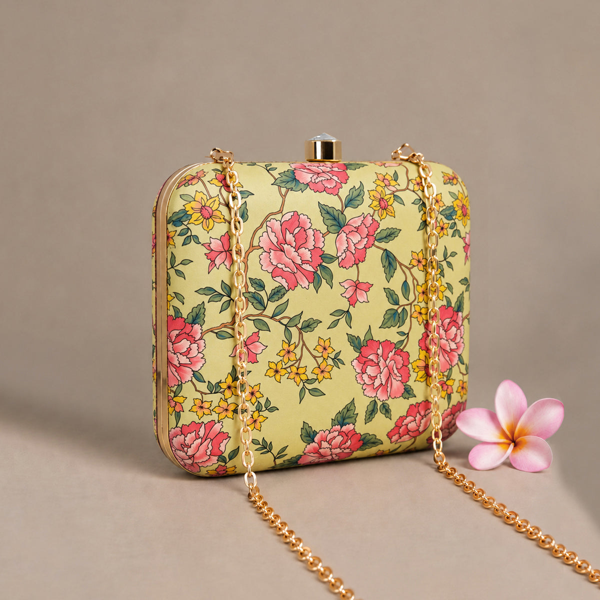 Artklim Elegant Floral Blossom Pattern Printed Clutch