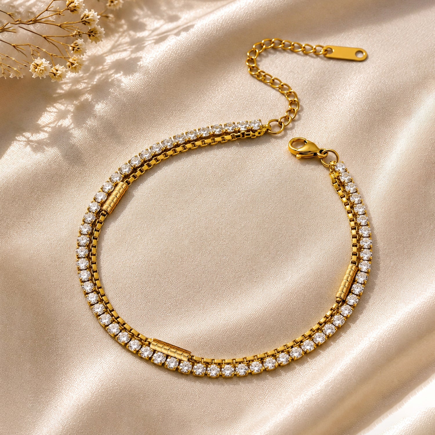 Artklim Sparkling Crystal Chain Anti-Tarnish Bracelet