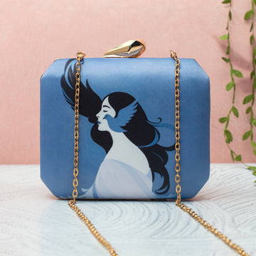 Artklim Blue Women Silhouette Printed Clutch