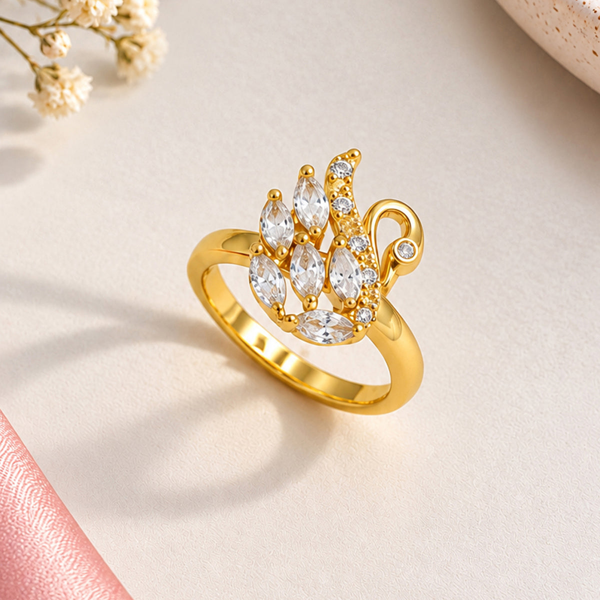 Artklim Charming Swan Crystal Gold-Tone Anti-Tarnish Ring