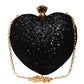 Black Glitter Heart Shape Valentine Clutch