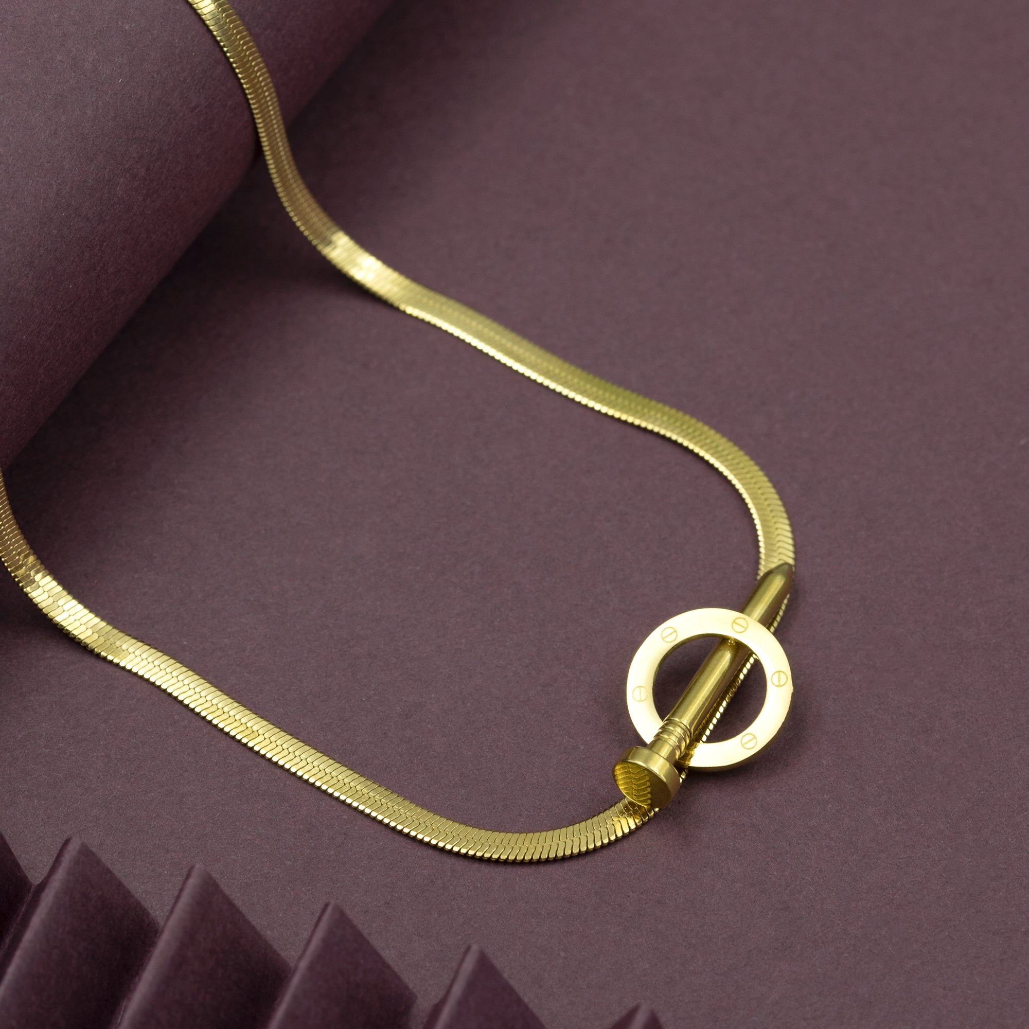 Artklim Minimal Gold Bar Loop Necklace