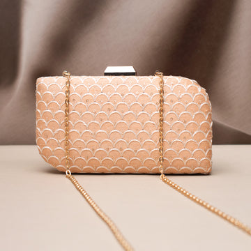 Artklim Golden Scallop Luxe Embroidered Clutch