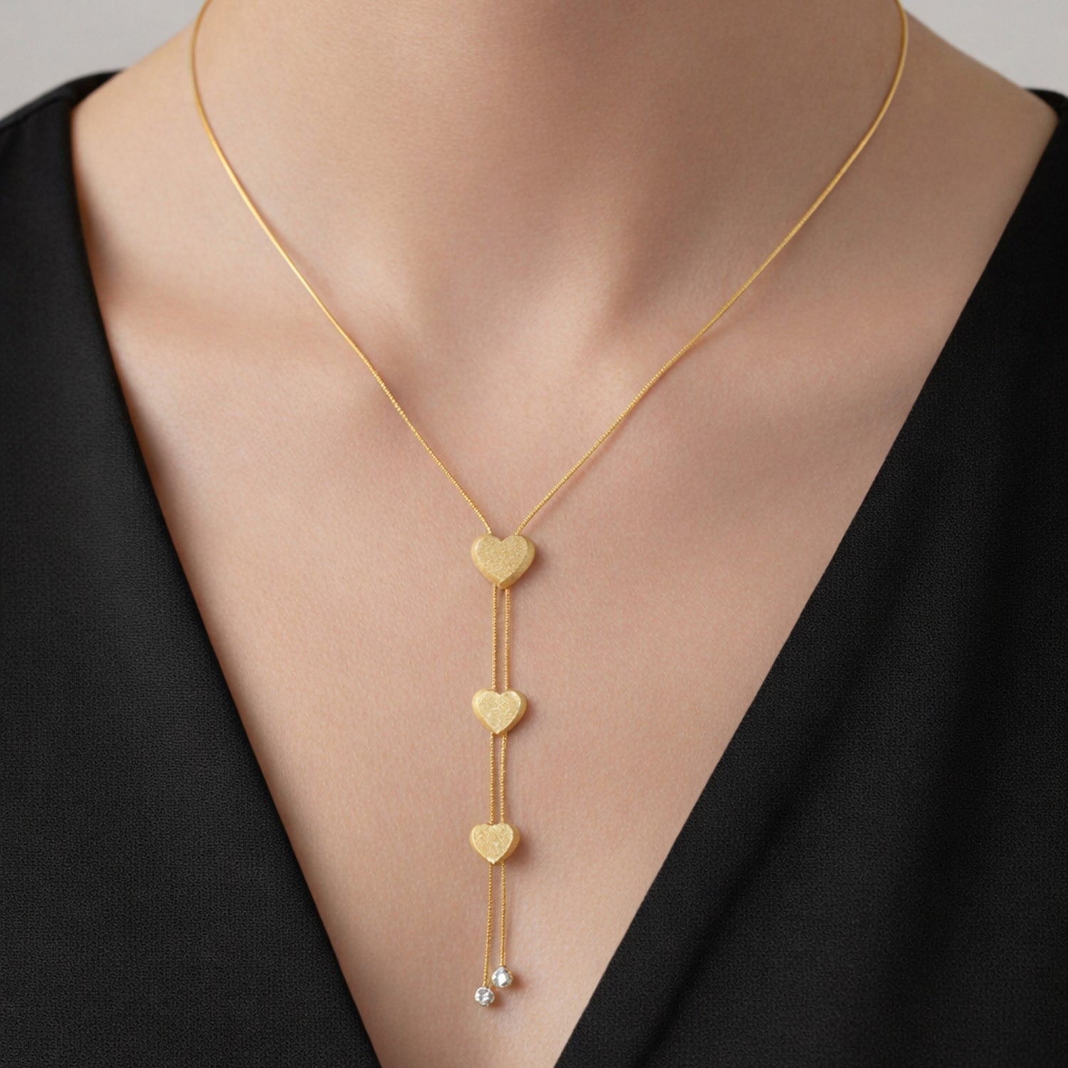 Artklim Gold-Plated Elegant Heart Drop Anti-Tarnish Necklace