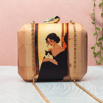 Artklim Lady & Cat Elegance Printed Clutch