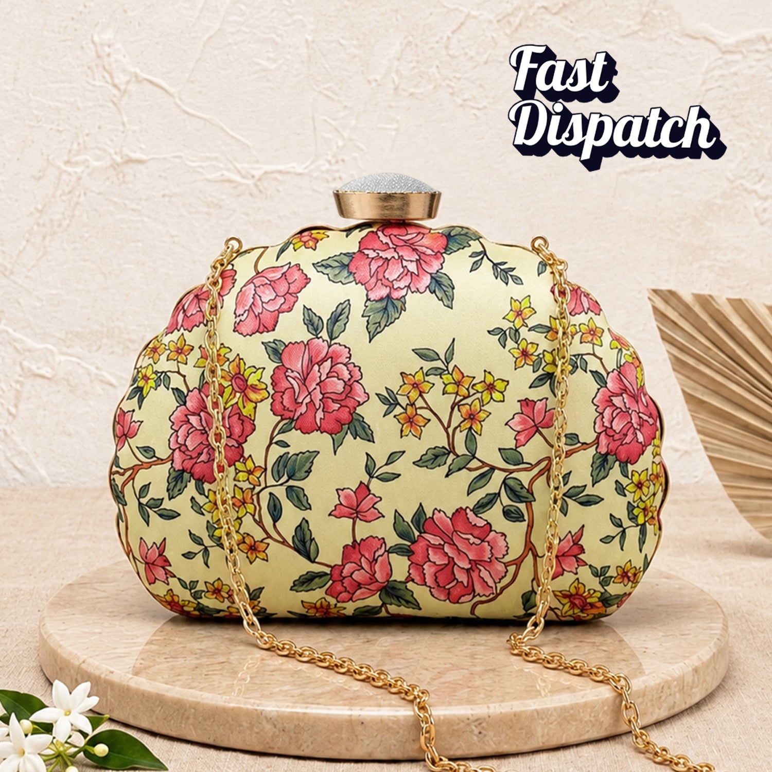 Artklim Floral Printed D-shape Clutch
