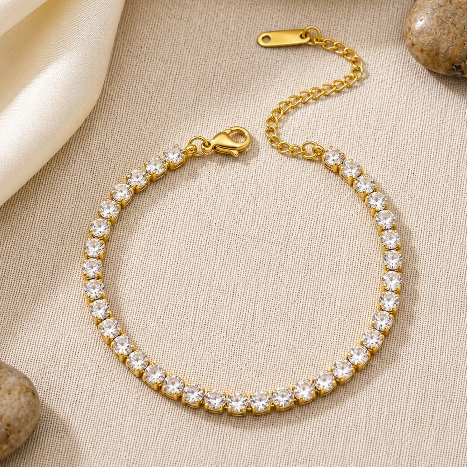 Artklim Luxury Gold Tennis Crystal Anti-Tarnish Bracelet