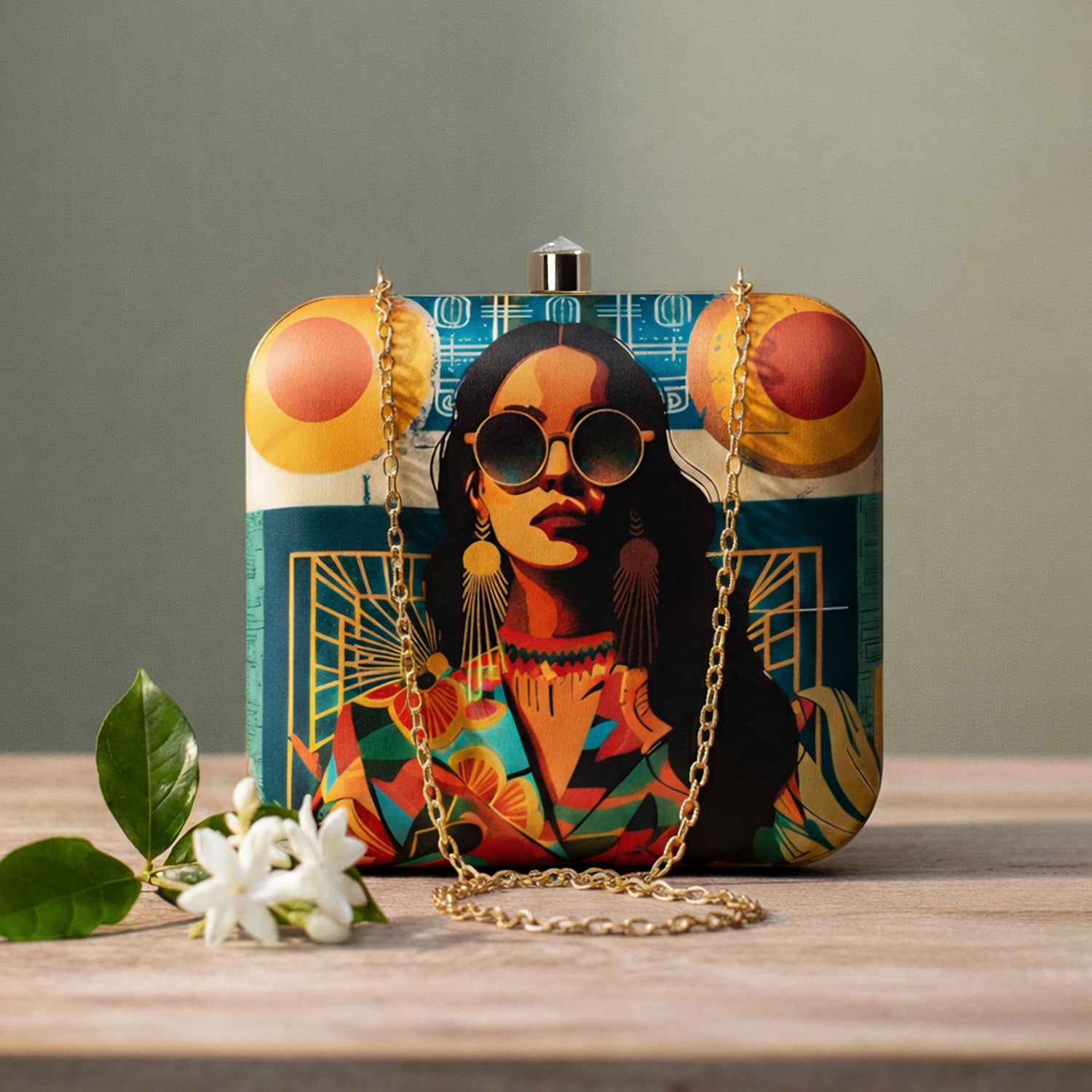 Glamourous Girl Printed Clutch