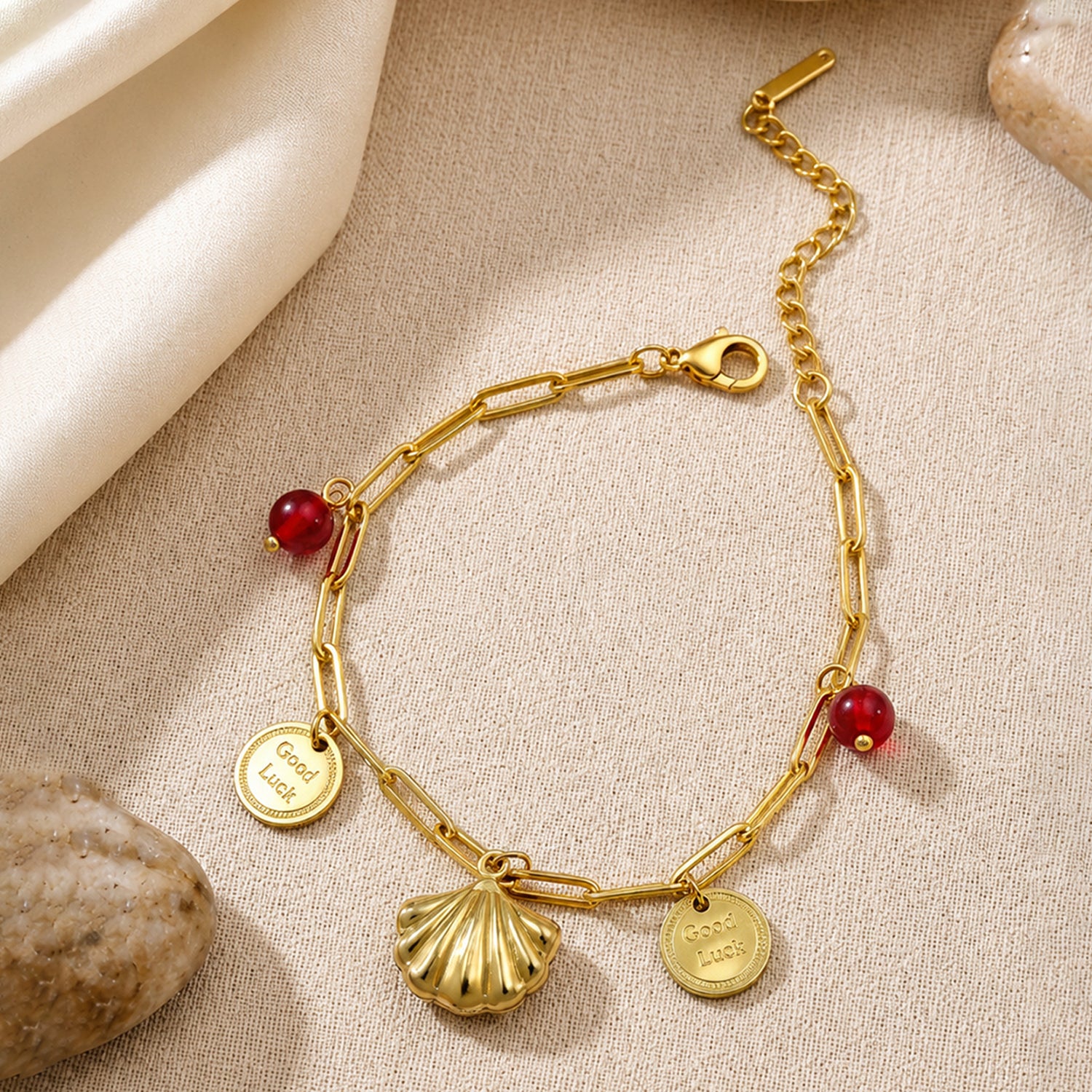 Artklim Good Luck Shell Charm Chain Anti-Tarnish Bracelet
