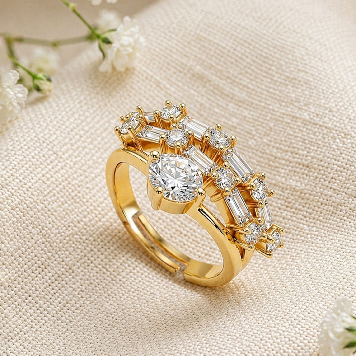 Artklim Modern Half Eternity Stone Anti-Tarnish Ring